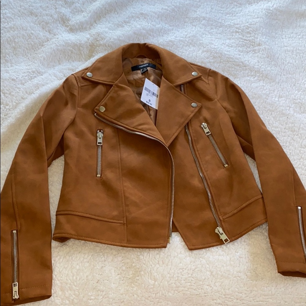 Camel colored women’s moto jacket